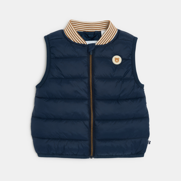 سترة خفيفة بدون أكمام، اللون أزرق داكن، للصبي الصغير